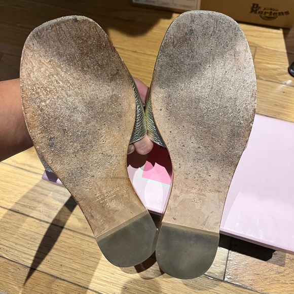 Kate Spade Positano Flat Metallic Leather Sandals - Picture 6 of 6